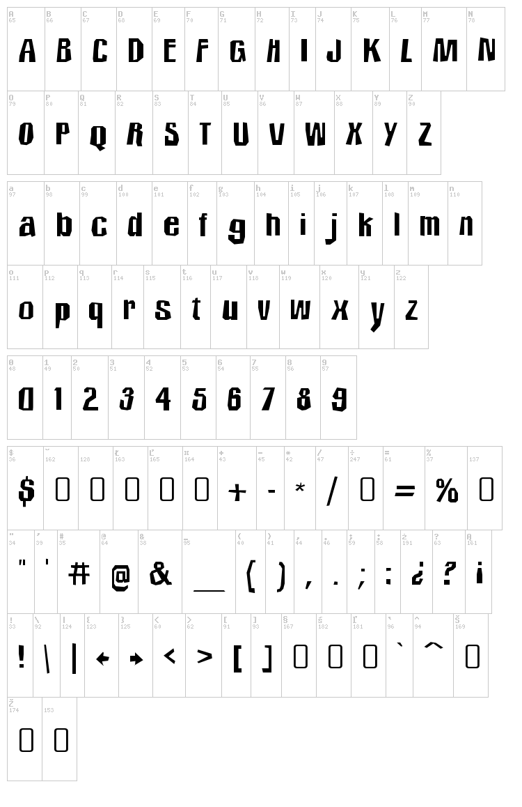 Icicle Country Two font map